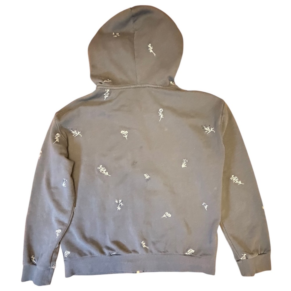 Driftwood Floral Embroidered Zip Hoodie Blue 100% Cotton Size L - Picture 15 of 15